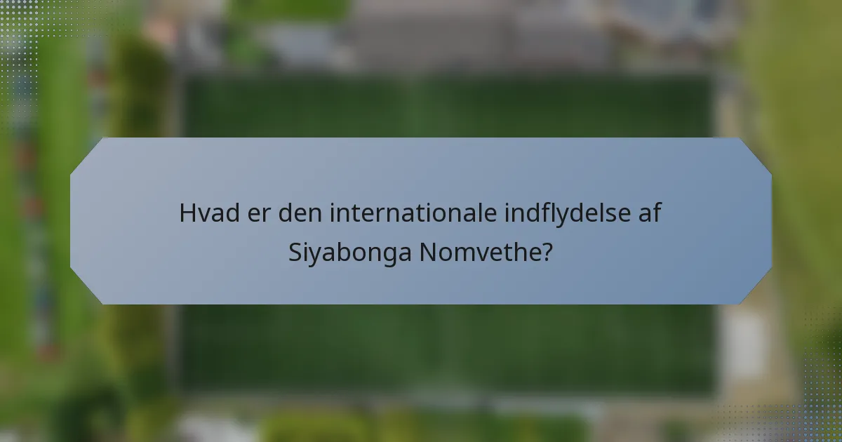 Hvad er den internationale indflydelse af Siyabonga Nomvethe?