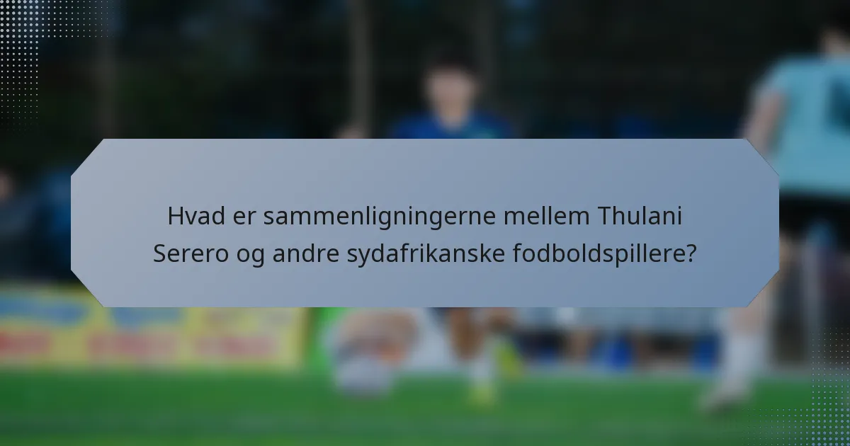 Hvad er sammenligningerne mellem Thulani Serero og andre sydafrikanske fodboldspillere?