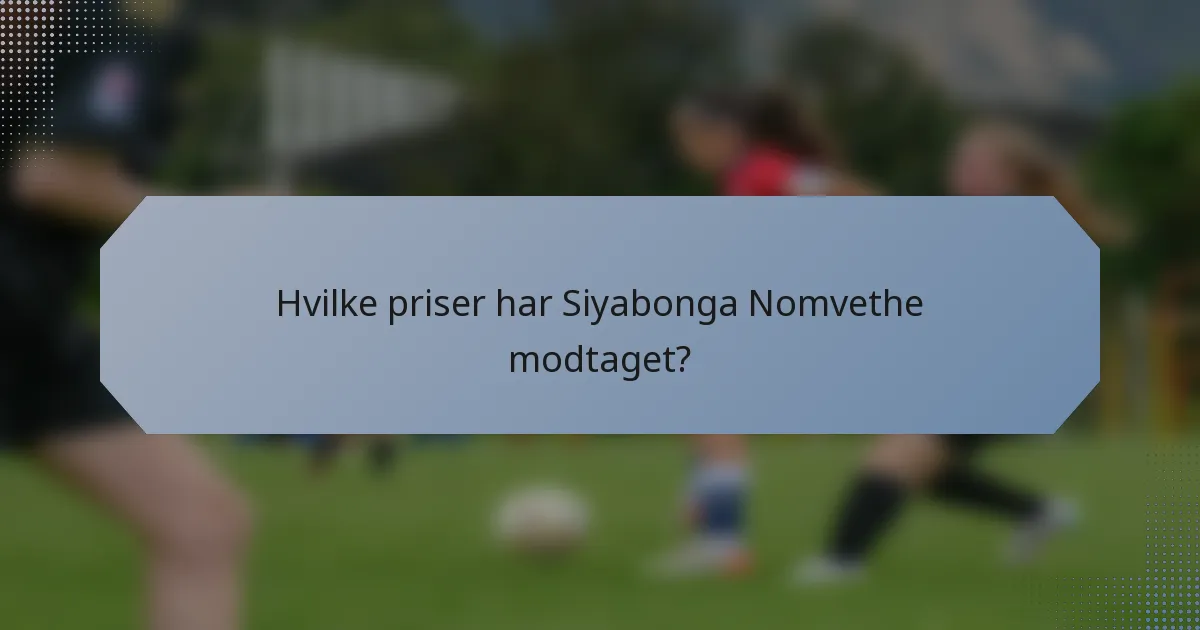Hvilke priser har Siyabonga Nomvethe modtaget?