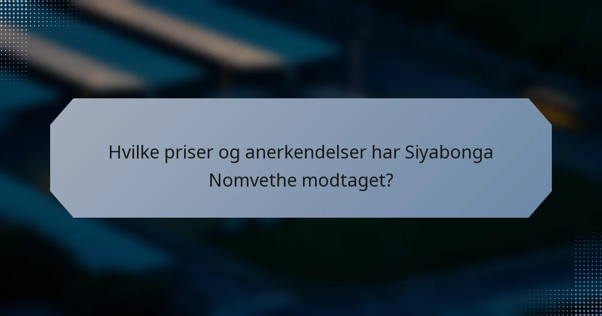 Hvilke priser og anerkendelser har Siyabonga Nomvethe modtaget?