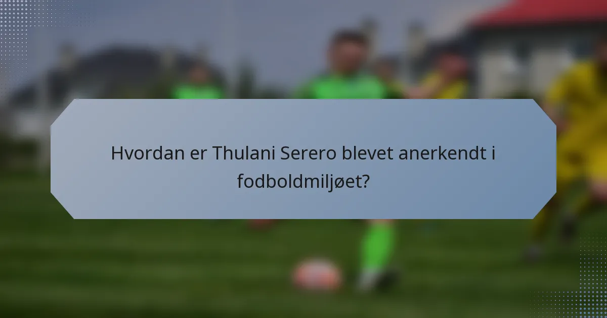 Hvordan er Thulani Serero blevet anerkendt i fodboldmiljøet?