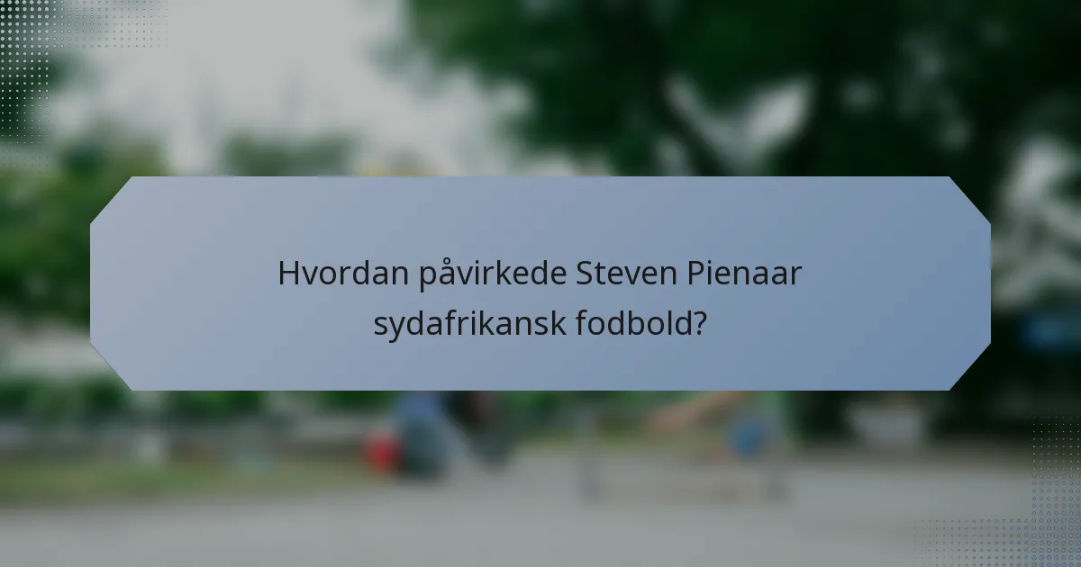 Hvordan påvirkede Steven Pienaar sydafrikansk fodbold?