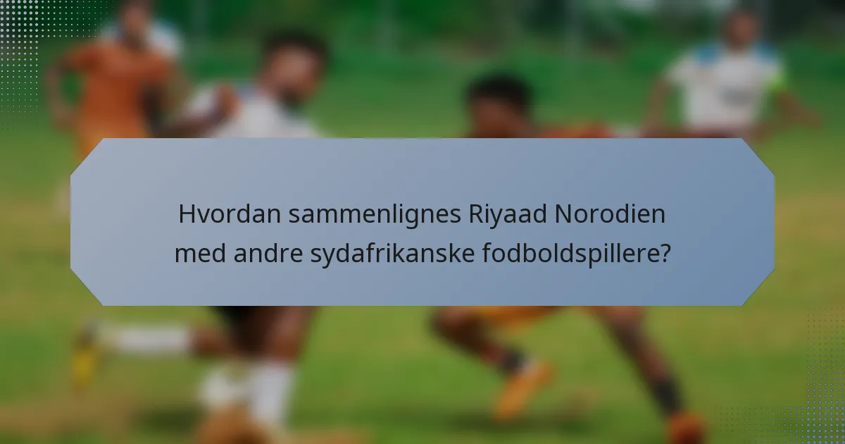 Hvordan sammenlignes Riyaad Norodien med andre sydafrikanske fodboldspillere?