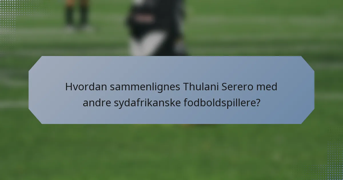 Hvordan sammenlignes Thulani Serero med andre sydafrikanske fodboldspillere?