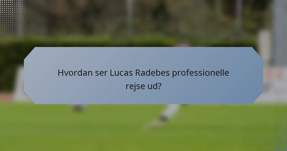 Hvordan ser Lucas Radebes professionelle rejse ud?